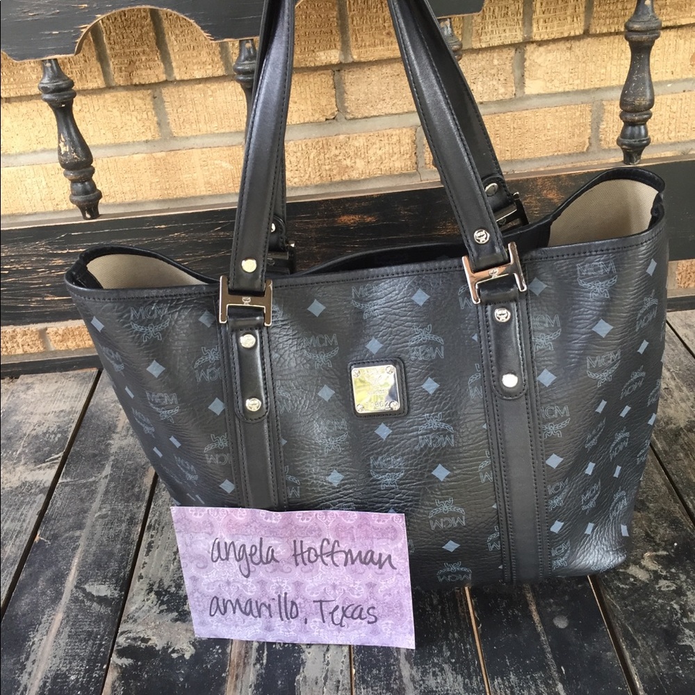 Authentic MCM Visetos Shopper Tote - Black